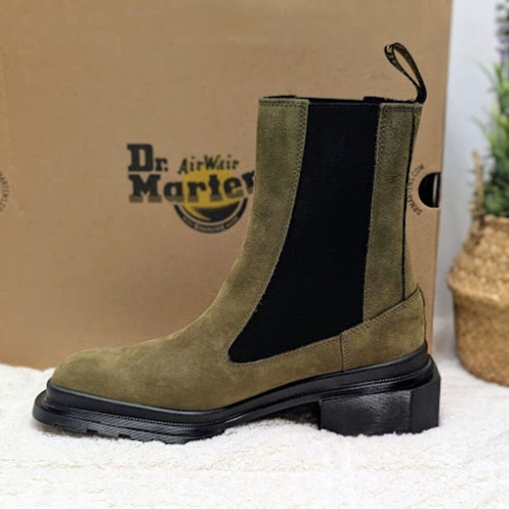 Dr. Martens Olive Maybole Square Toe Buttersoft Leather Chelsea Boots UK 7 NIB - Picture 8 of 13